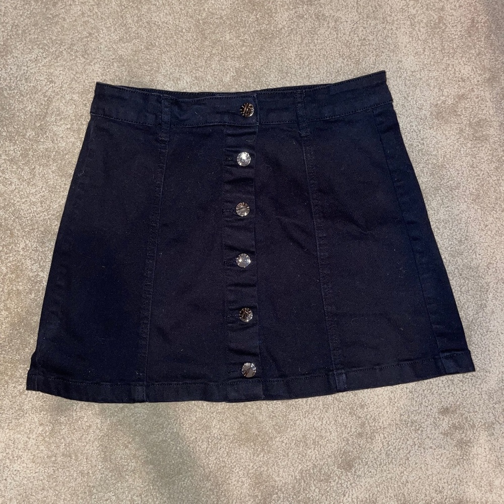 Black denim skirt